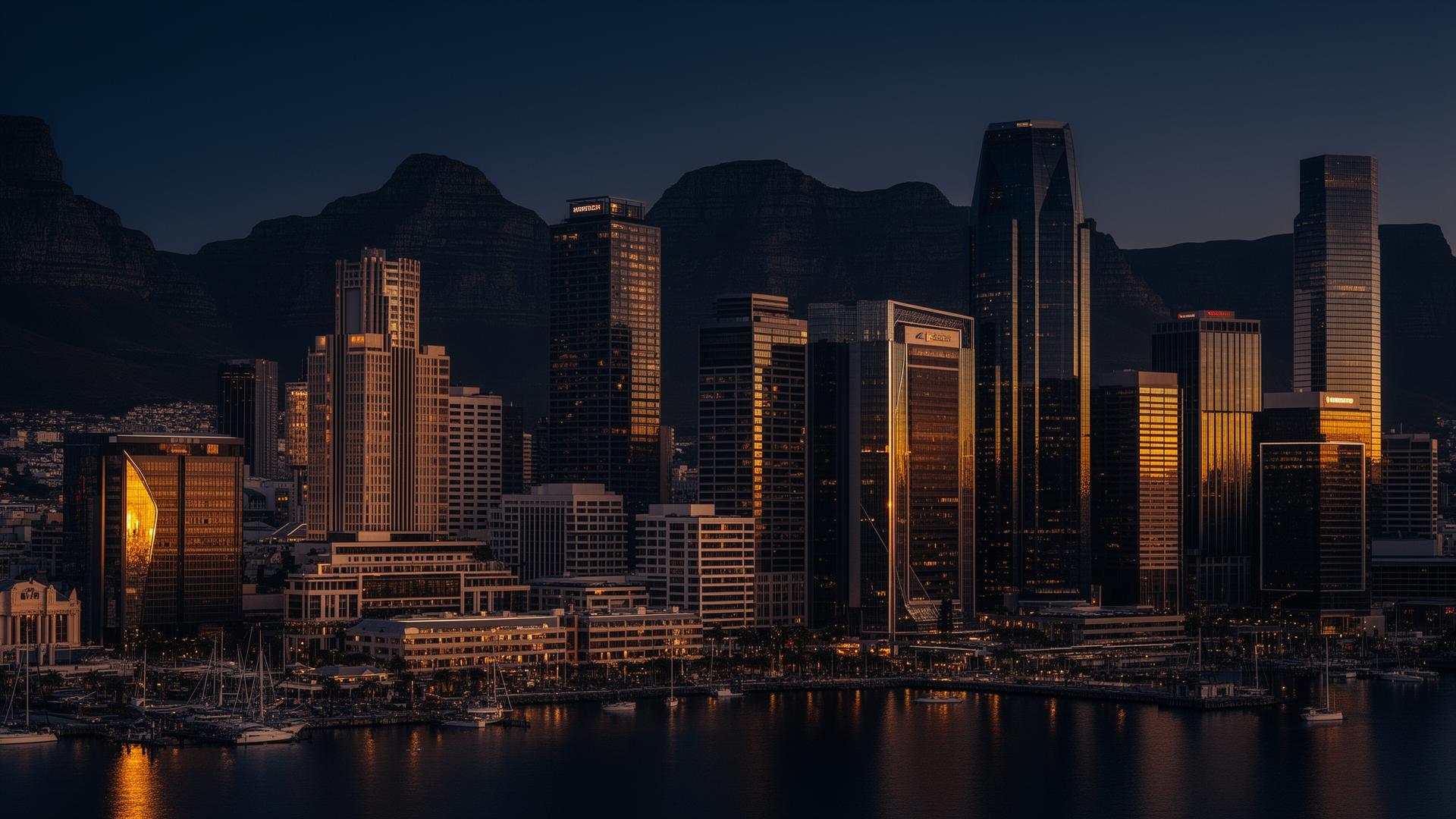 Cape Town financial district at golden hour
